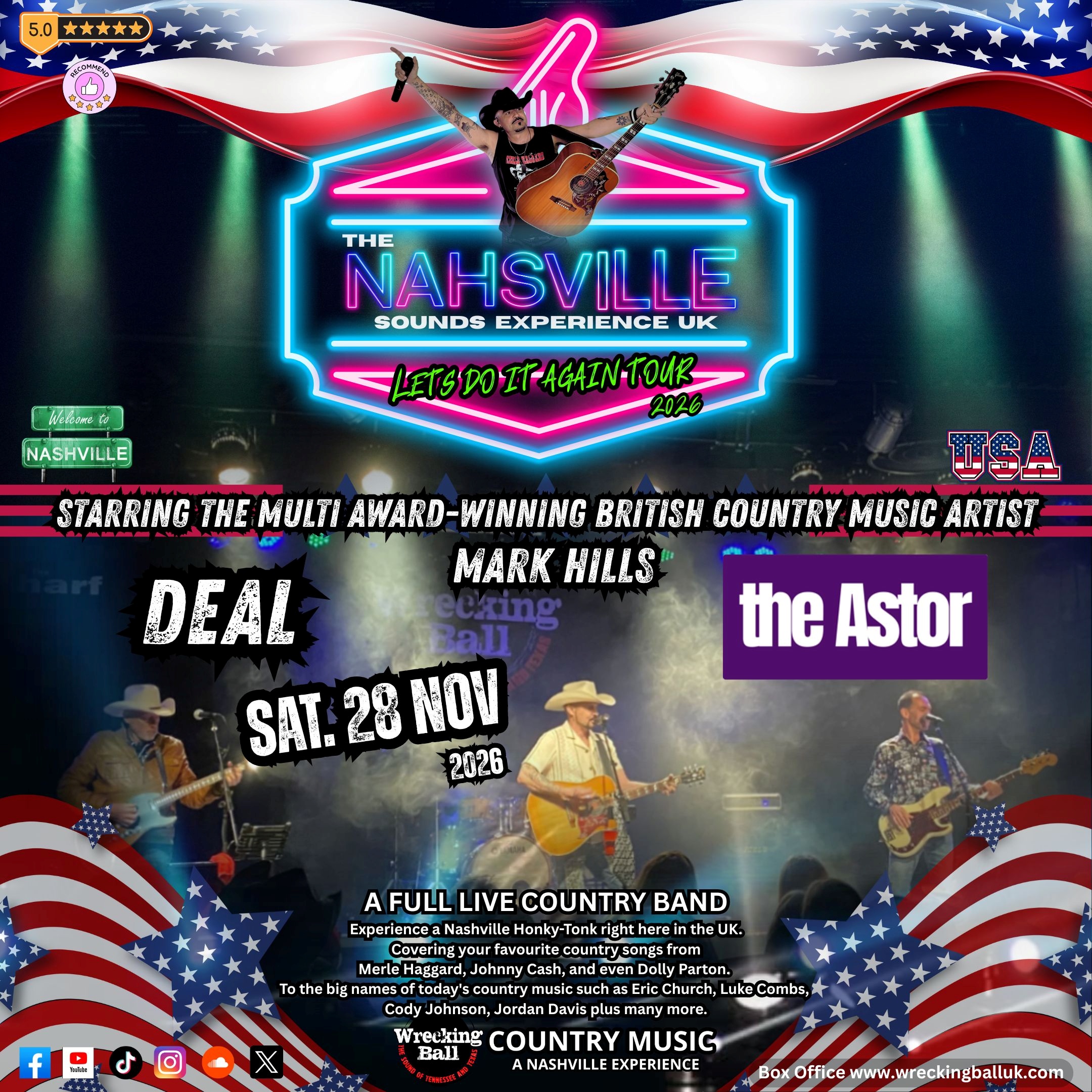 Poster showing country singers with guitars and cowboy hats