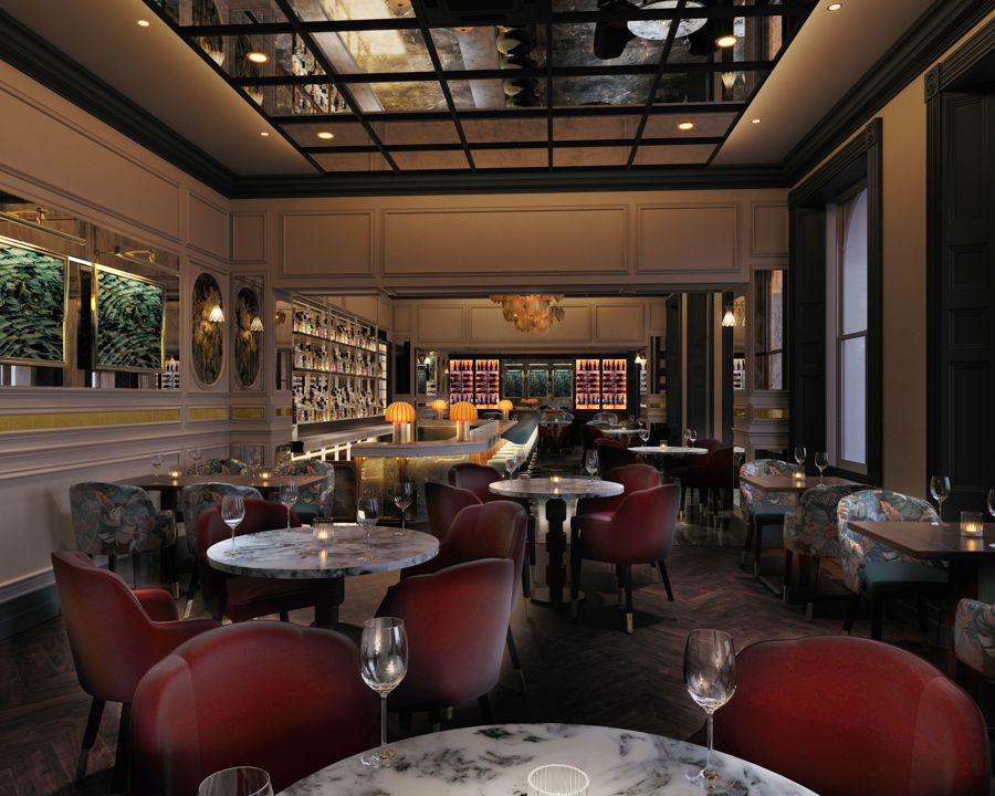 Seating and bar area at Churchill's Bar and Lounge at Dover Marina Hotel