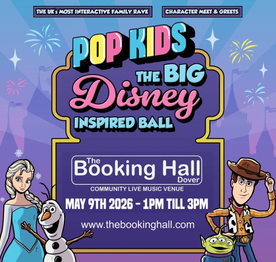 Disney characters from Toy Story and Frozen on a poster advertising an event
