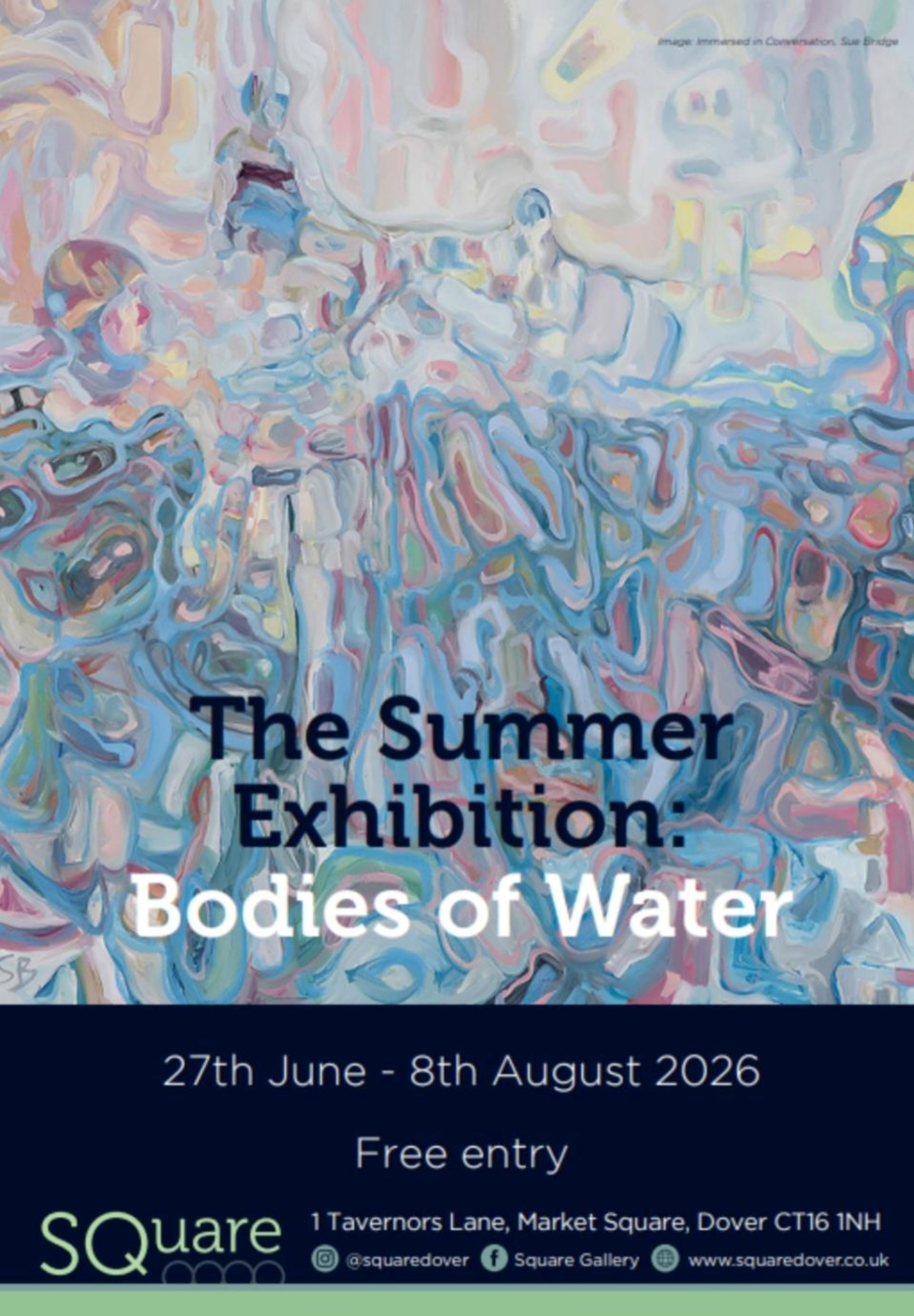 Abstract water colour of blues and pinks 
