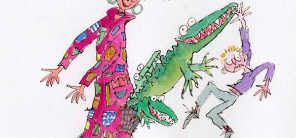 Coloured drawing of Angelica Sprocket with a crocodile coming out of her pocket