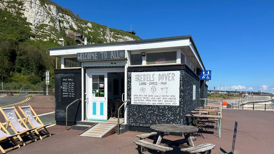 Single storey building with seating outside