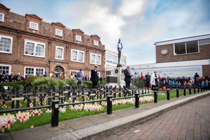 A service being held outside Maison Dieu House in Dover