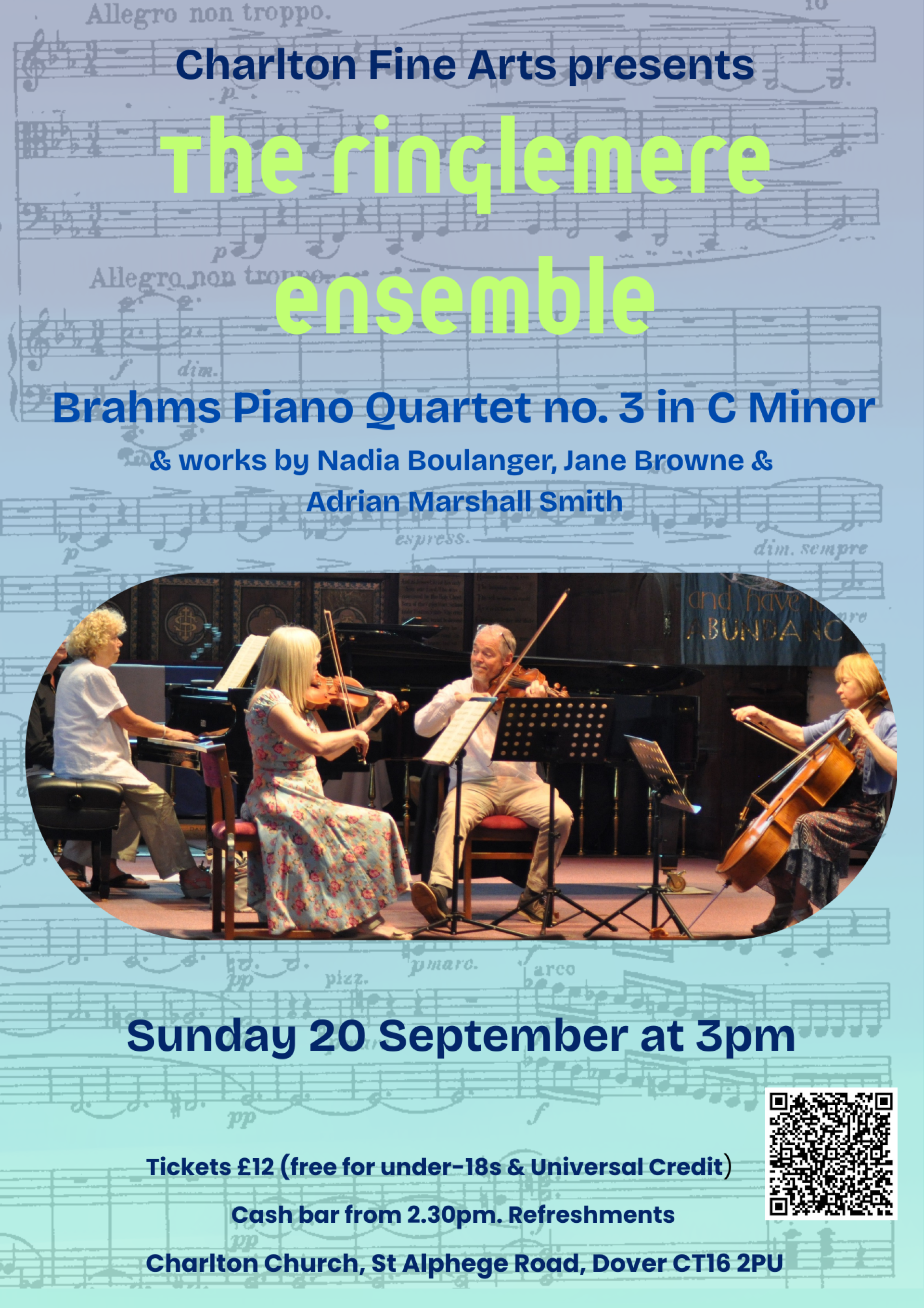 The four members of the Ringlemere Ensemble on stage