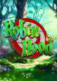 The words Robin Hood in front of an archery target with an enchanted wood as background