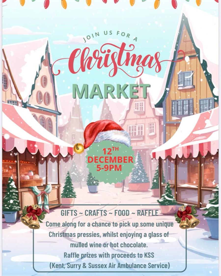 Snowy scene poster advertising a Christmas market