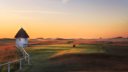 Golf course at sunset