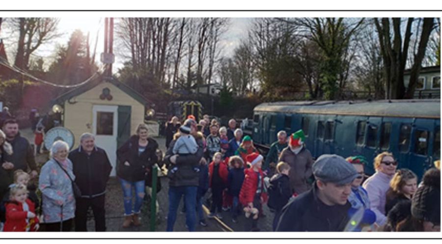 People leaving the train to meet Santa