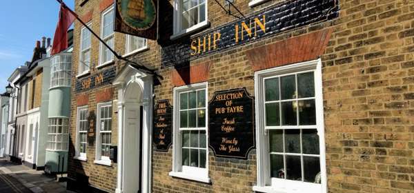 Exterior of The Ship Inn in Deals conservation area.