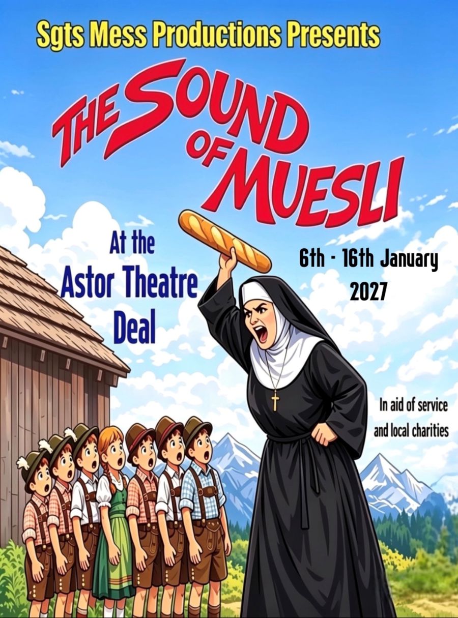 A take on The Sound of Music showing an angry nun waving a baguette at some children