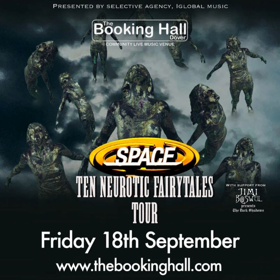 Dark figures emerging from clouds.