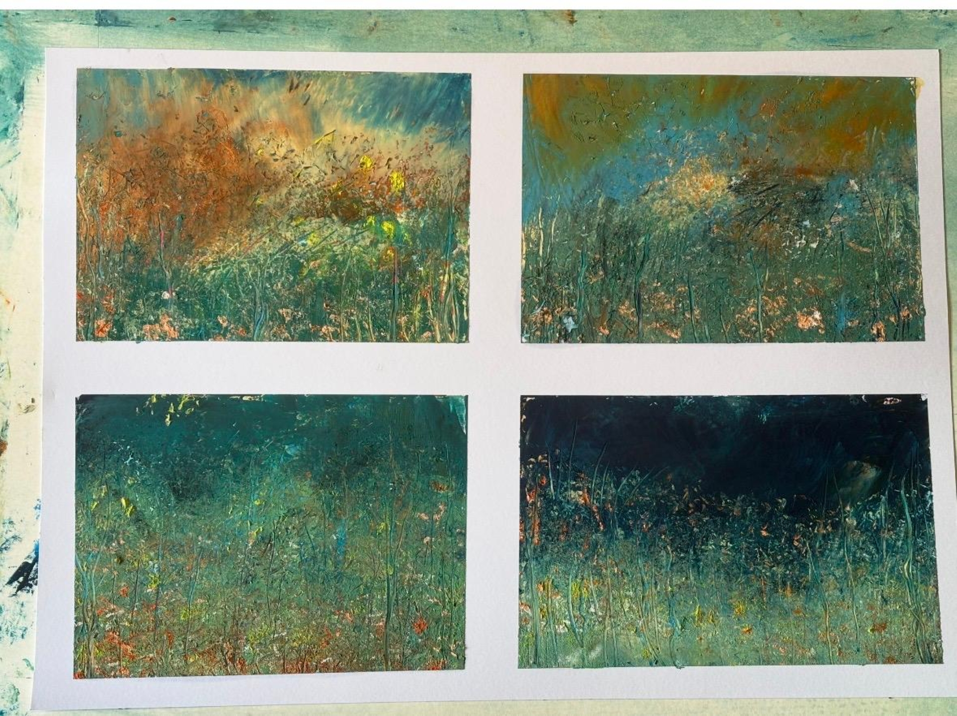 Oil paintings of grasses and wild flowers