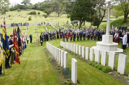 A Remembrance Sunday service at the war graves in St James's Cemetery, Dover