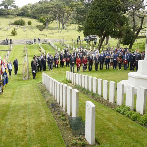 A Remembrance Sunday service at the war graves in St James's Cemetery, Dover