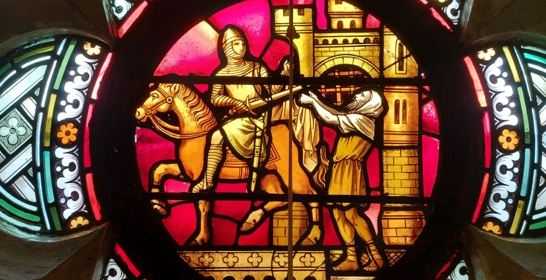 Stained glass window of St Martin