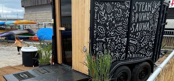 Sauna created from an old horsebox located on Dover seafront