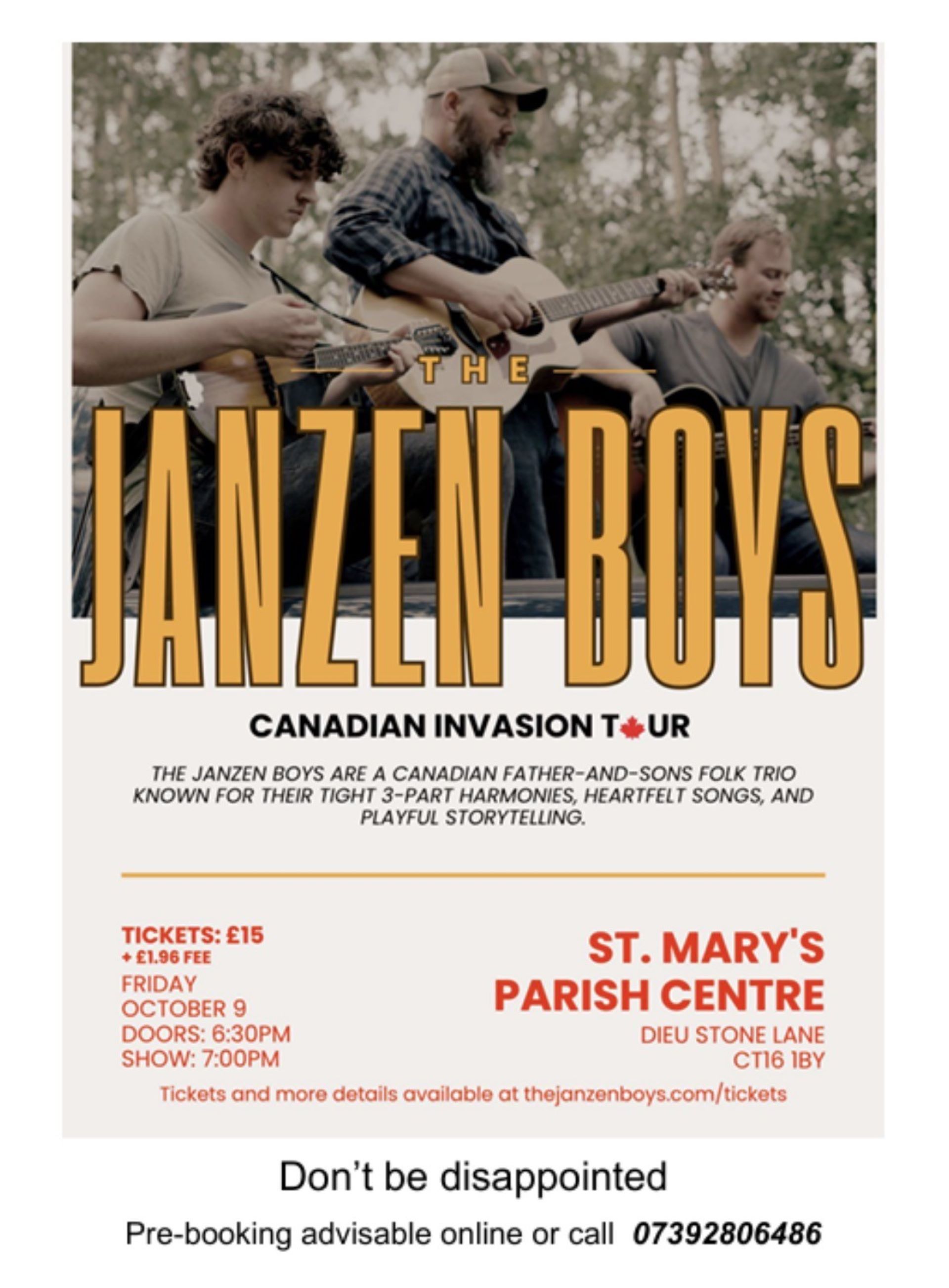 Poster of father and sons trio The Janzen Boys