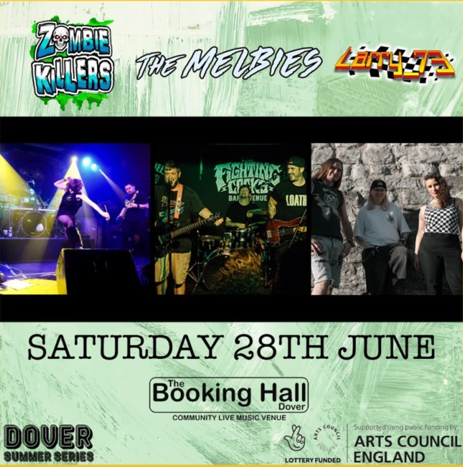 Poster for live music at The Booking Hall in Dover Sat 28th June 2025