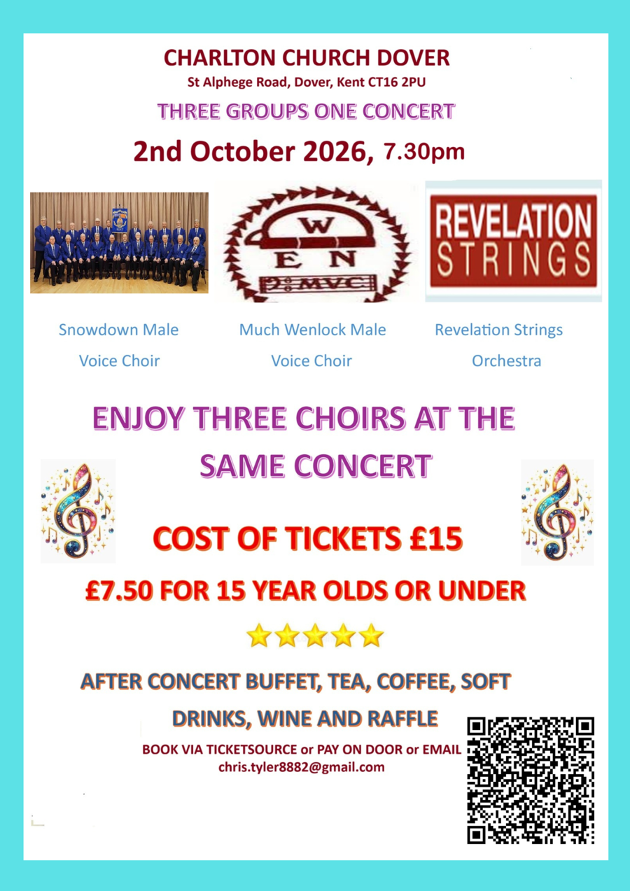 Enjoy 3 choirs at the same time at Charlton Church on the 2nd Oct 2026