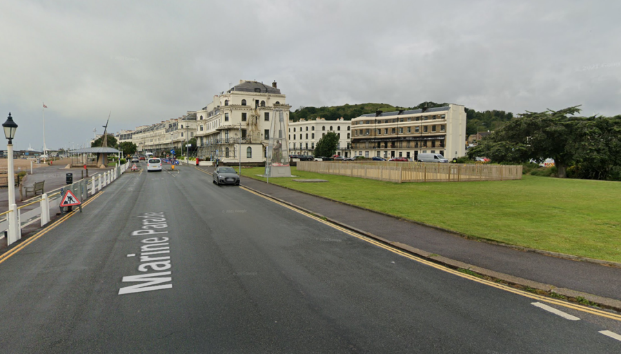 A Google Maps image showing part of Marine Parade, Dover