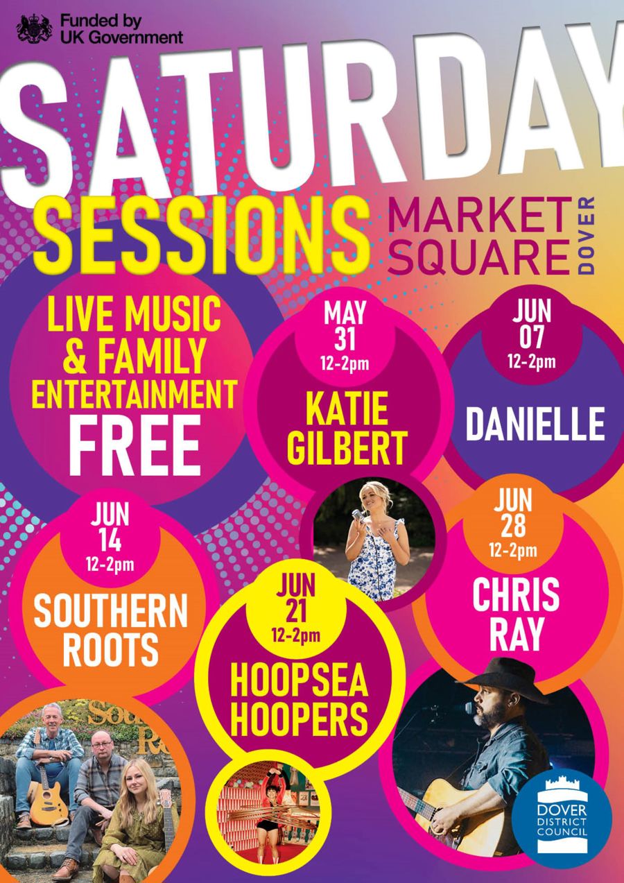 A colourful poster advertising Saturday Sessions in June.