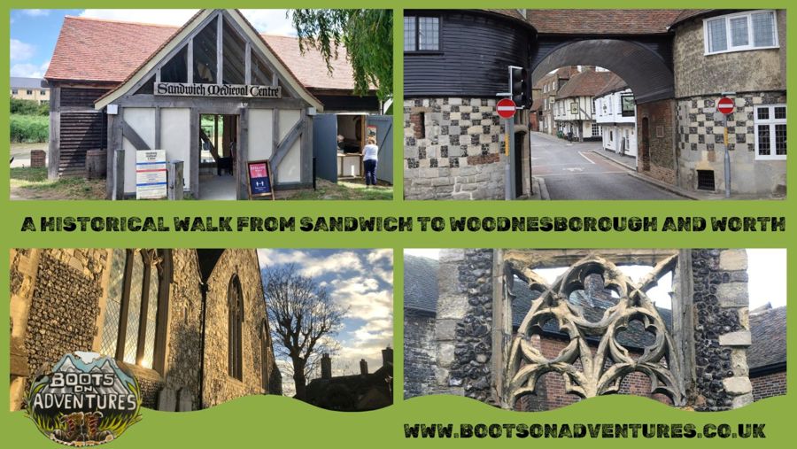 A Card showing Sandwich Medieval Centre, Toll Gate & the outside of 2 churches
