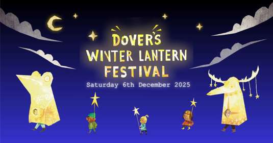 An illustrated poster with children carrying star lanterns