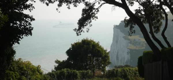 A view of the White Cliffs chalk face through the trees - a regular feature on an England Plus tour. 